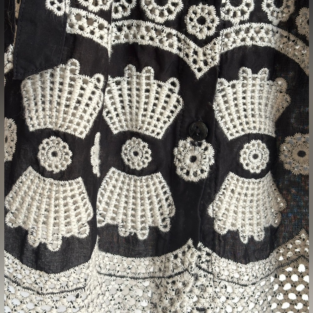Embroidered Lace Tunic Shirt Dress, Black & Cream by Stera Size Large - Picture 7 of 10